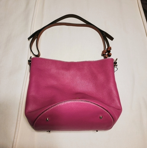 Dooney & Bourke Thea Feed | NWT Pebble Leather Large Bucket Bag Pink - Picture 9 of 12